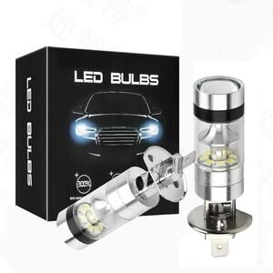 2Pcs H1 LED Car Fog Light Bulb 12/24V 100W 1000LM White 6000K 360 Degree Beam...